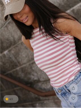 AMPERSAND AVE Striped Sleeveless Tank-Blush